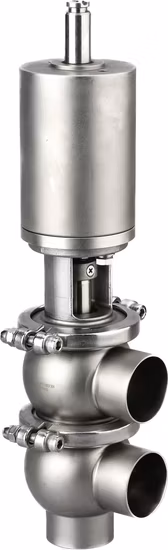 공압식 액추에이터가 있는 위생적인 ​​스테인레스 스틸 고정식 흐름 전환 역전 밸브